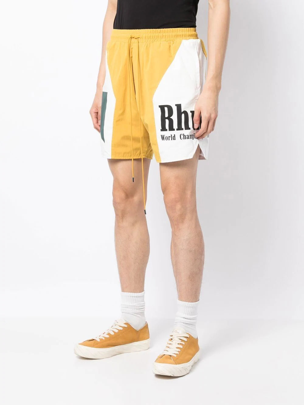 RHUDE Short de sport à logo imprimé homme de coloris jaune