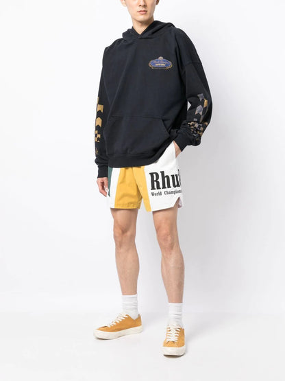 RHUDE Short de sport à logo imprimé homme de coloris jaune