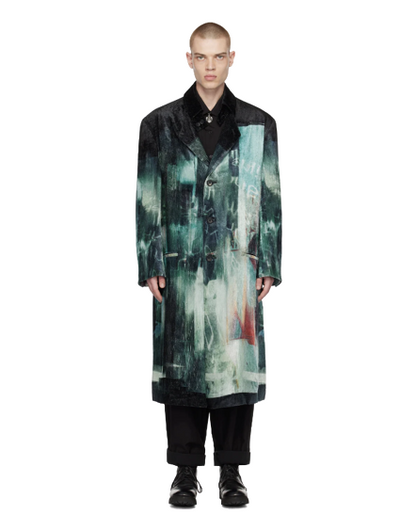 YOHJI YAMAMOTO Manteau Deadsea noir et bleu