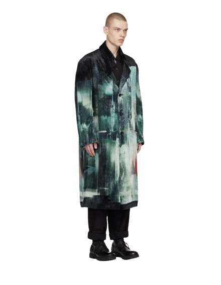 YOHJI YAMAMOTO Manteau Deadsea noir et bleu