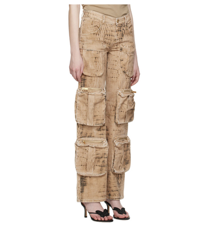 BLUMARINE Pantalon brun clair à motif camouflage