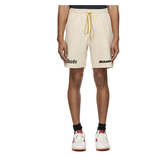 RHUDE Short Rhacer beige en piqué de coton édition McLaren