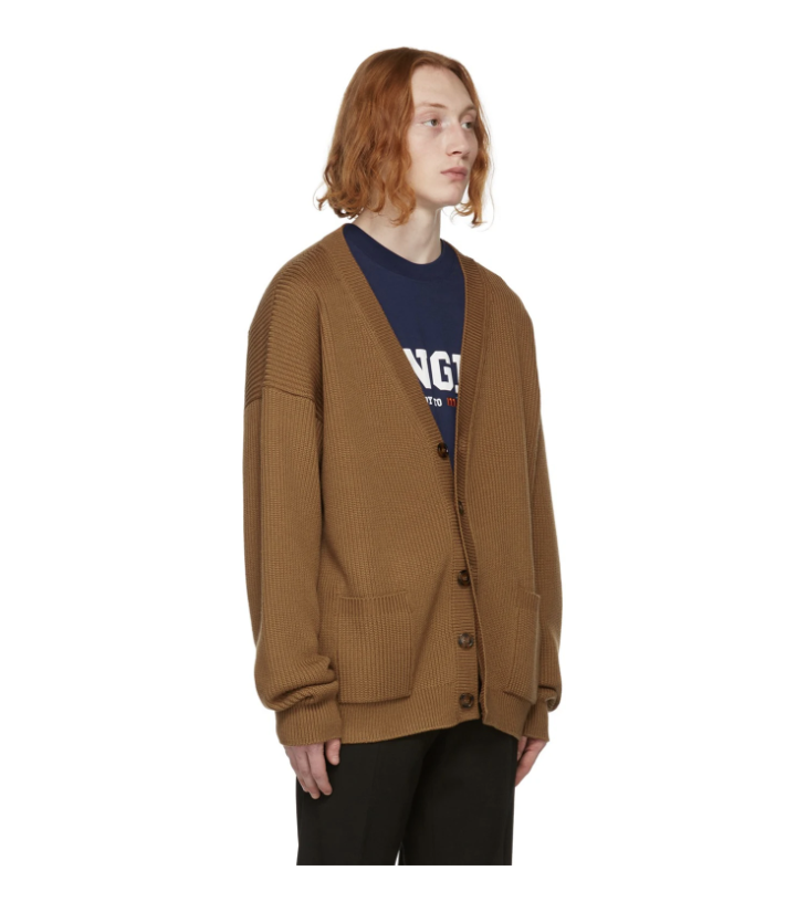 VETEMENTS Pull Cardigan Couleur Unie Bouton Torsadé