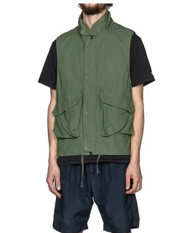 WTAPS gilet tactique bouton de fermeture à glissière double patte grande couche de poche col montant