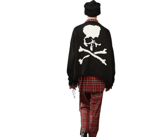 MASTERMIND Cardigan Pull Meilleure Qualité Col En V Squelette Crâne Logo Japon Chandails