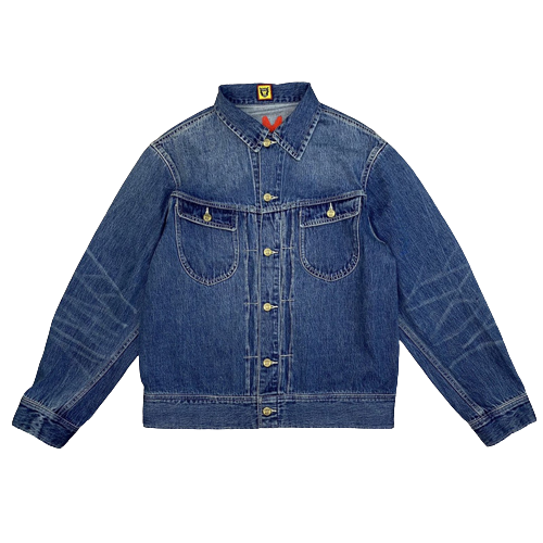 HUMAN MADE Ours polaire brodé DENIM WORK Vestes Hommes Femmes Streetwear Cowboy Veste en jean pour hommes