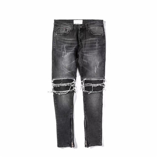 DARK ICON Jeans plissés sur le genou pour hommes Denim