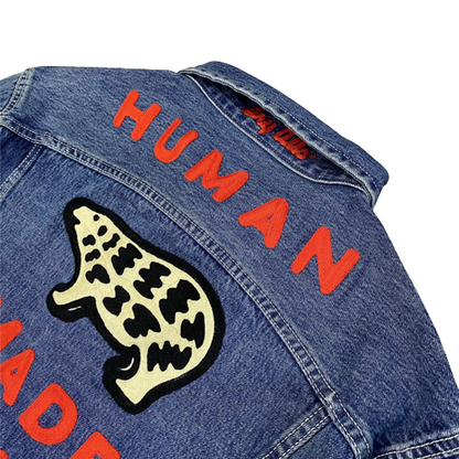 HUMAN MADE Ours polaire brodé DENIM WORK Vestes Hommes Femmes Streetwear Cowboy Veste en jean pour hommes