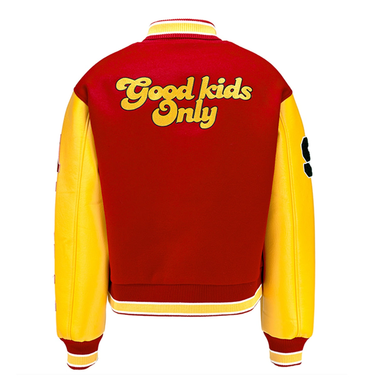 A FEW GOOD KIDS veste blouson aviateur unisexe en laine de baseball varisty, cuir PU, broderie