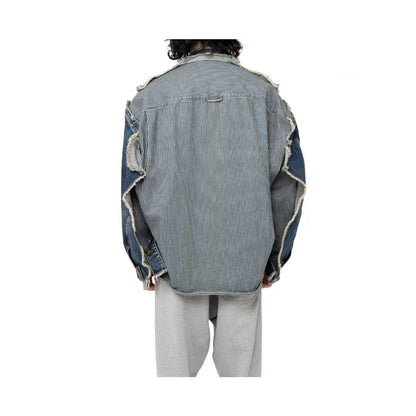 MIHARA YASUHIRO MMY Sanyuan Kangyu Denim Cut Patch Vieux Casual Bleu Lâche