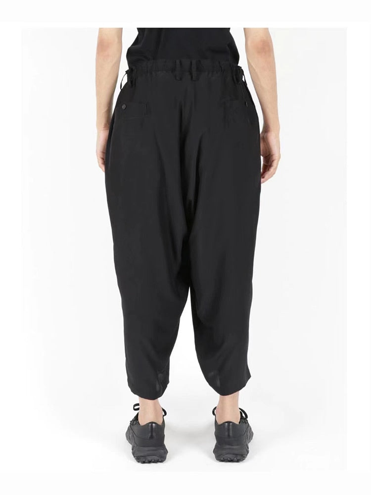 YOHJI YAMAMOTO Pantalon mystérieuse Taille élastique Pantalon large unisexe Owens de style sombre