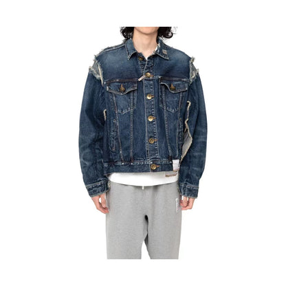 MIHARA YASUHIRO MMY Sanyuan Kangyu Denim Cut Patch Vieux Casual Bleu Lâche