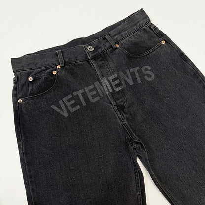 VETEMENTS Jeans Logo Brodé Homme Femme Straight Denim Pantalon