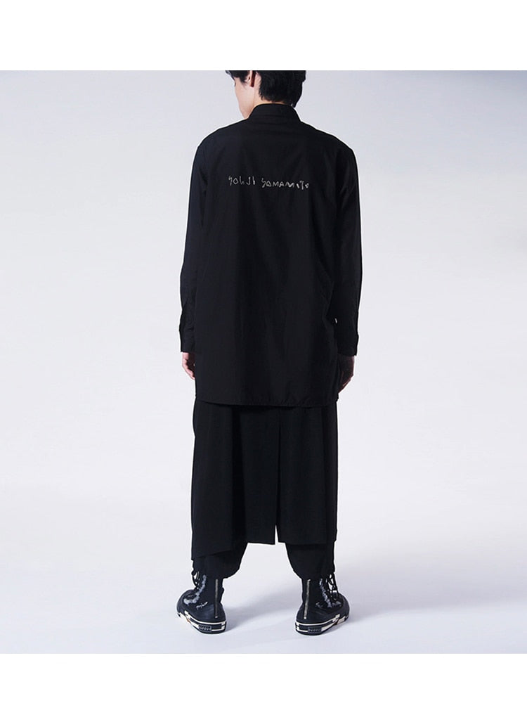 YOHJI YAMAMOTO mots brodés Chemises de style basique Unisexe sombre