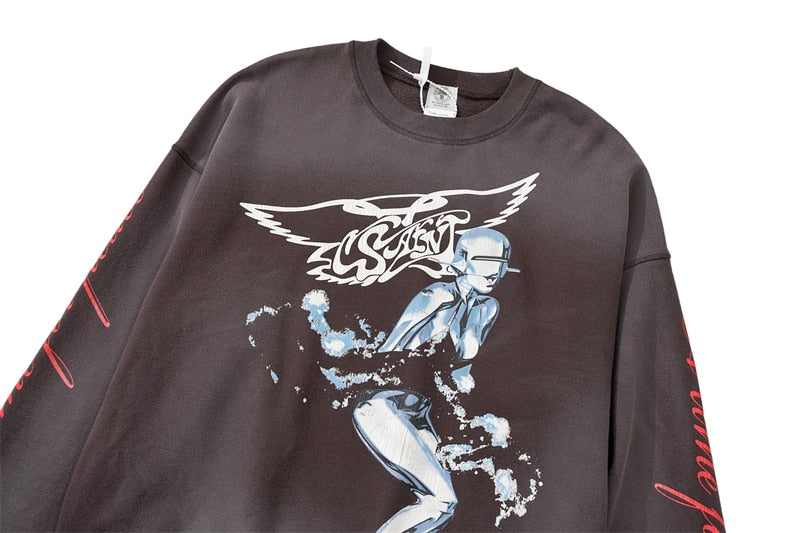 SAINT MICHAEL Sweat Vintage Streetwear À Capuche Surdimensionné Mode Pull Kanye West