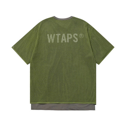 WTAPS t-shirt à manches courtes été nouvelle grille tissu bicouche ensemble deux pièces japonais ample et confortable col rond