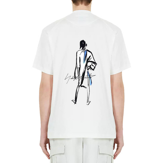 YOHJI YAMAMOTO Y-3 abstrait personnage minimaliste imprimé Signature logo