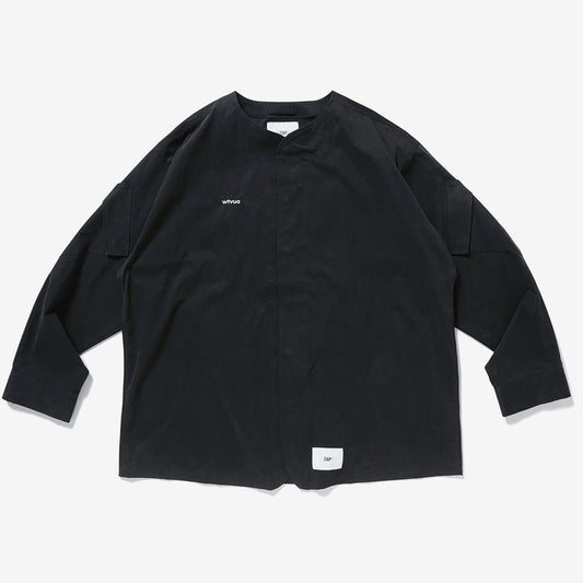 WTAPS Chemise à manches longues décontractée pour hommes Cityboy de style japonais avec broderie osseuse sans col