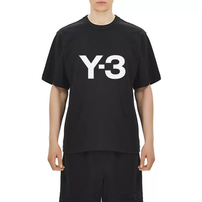 YOHJI YAMAMOTO Y-3  Style japonais à manches courtes avec motif Y3 décontracté ample