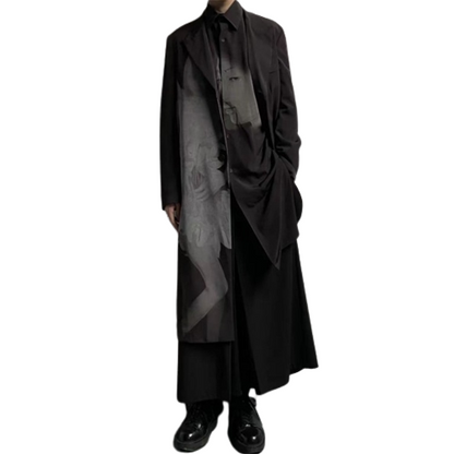 YOHJI YAMAMOTO style foncé simple Coupe-Vent Imprimé Pardessus