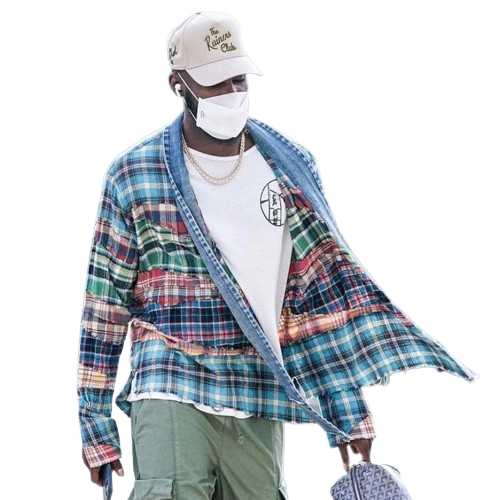 GREG LAUREN veste en coton à design patchwork