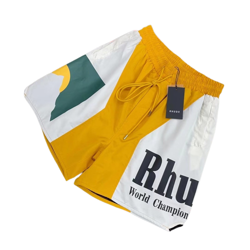 RHUDE Short de sport à logo imprimé homme de coloris jaune