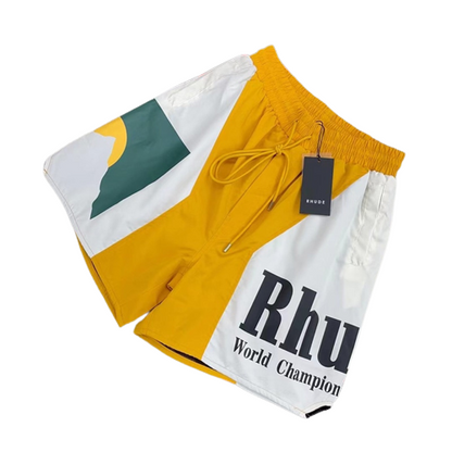 RHUDE Short de sport à logo imprimé homme de coloris jaune