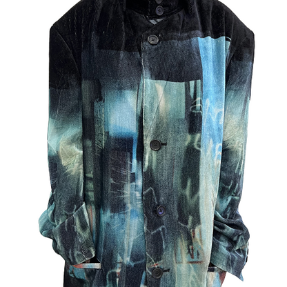 YOHJI YAMAMOTO Manteau Deadsea noir et bleu