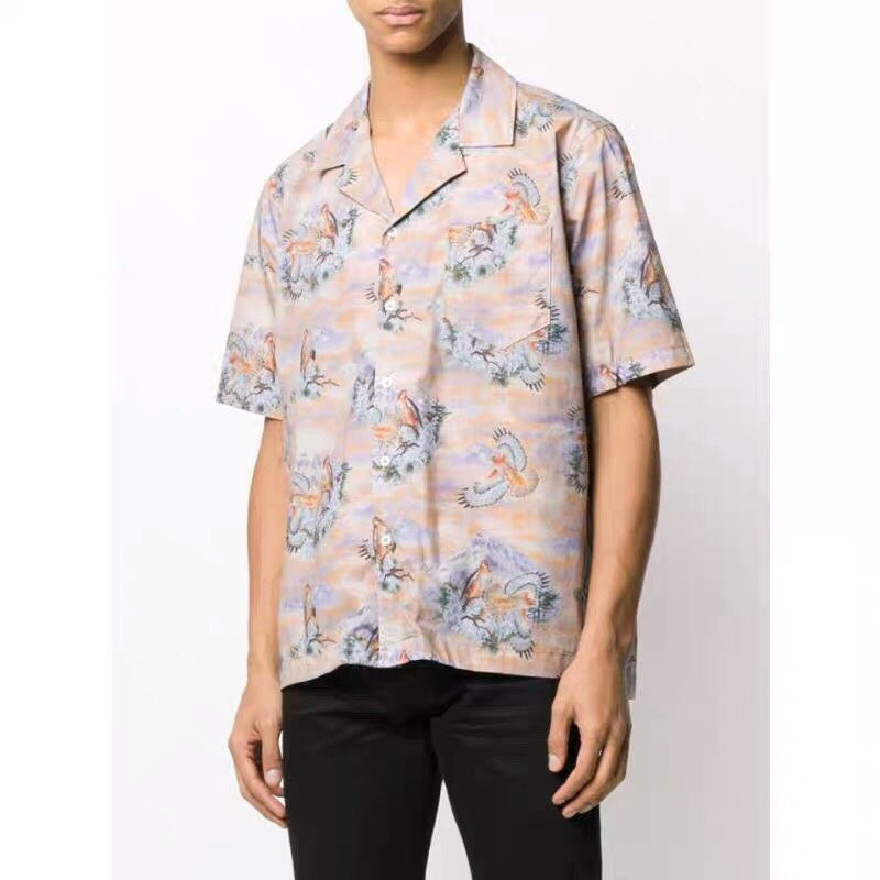 RHUDE Shirt Summer Desert Scene Print Beach Chemise à manches courtes