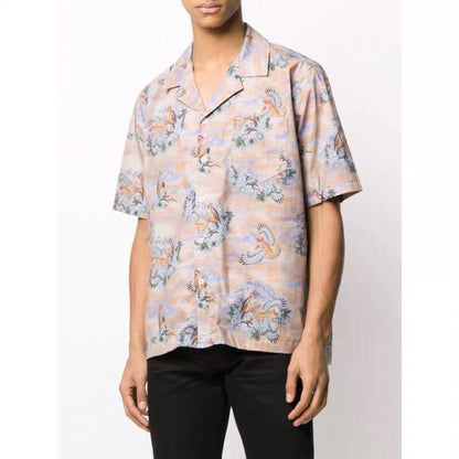 RHUDE Shirt Summer Desert Scene Print Beach Chemise à manches courtes