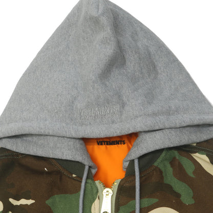 VETEMENTS Bomber Veste Zipper Coton À Capuche Camouflage