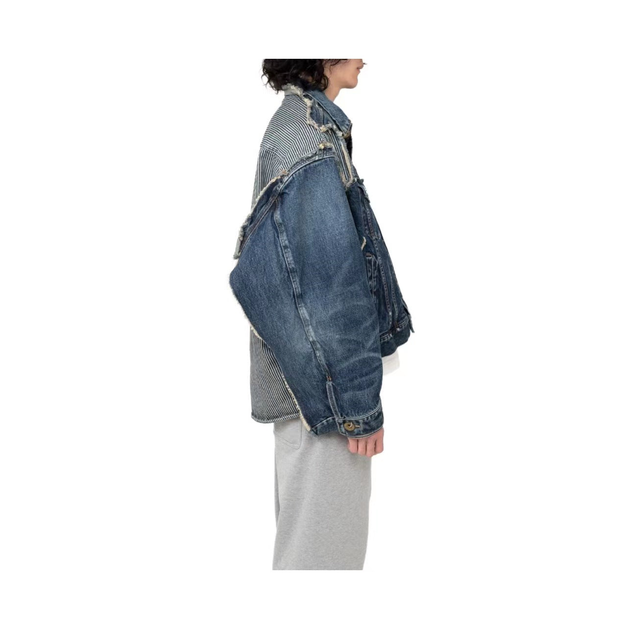 MIHARA YASUHIRO MMY Sanyuan Kangyu Denim Cut Patch Vieux Casual Bleu Lâche