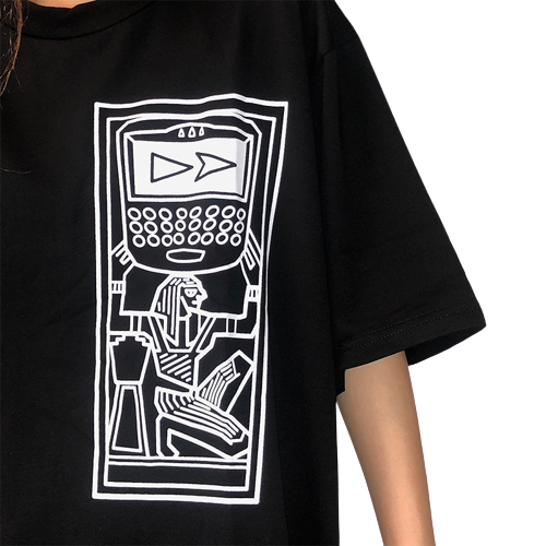 CAVEMPT Style Japonais Mode Téléphone Sphinx Égyptien T-Shirt À Manches Courtes Pour Hommes Et Femmes