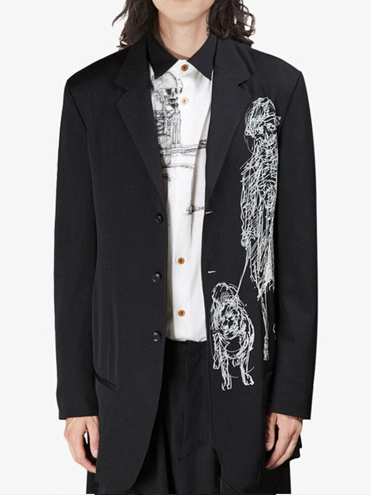 YOHJI YAMAMOTO costume unisexe décontracté Blazer Lead a dog oversize