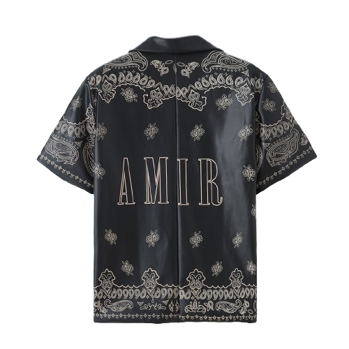 AMIRI Mode Homme Découpe Motif Imprimé T-Shirt Haute Qualité En Cuir