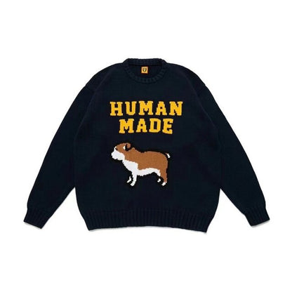 HUMAN MADE SWEAT-SHIRT EN MAILLE DE COTON Bouledogue Français Chiot Pull En Laine Pour Hommes Femmes