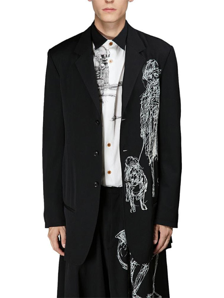 YOHJI YAMAMOTO costume unisexe décontracté Blazer Lead a dog oversize