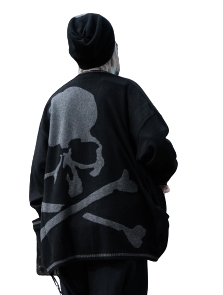 MASTERMIND Cardigan Pull Meilleure Qualité Col En V Squelette Crâne Logo Japon Chandails