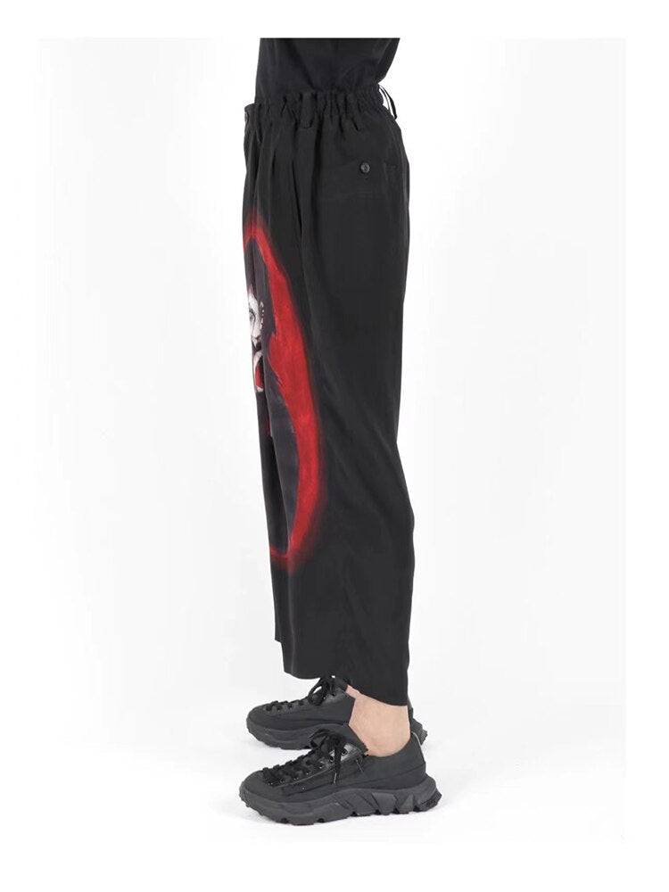 YOHJI YAMAMOTO Pantalon mystérieuse Taille élastique Pantalon large unisexe Owens de style sombre