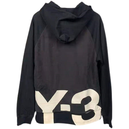 YOHJI YAMAMOTO Hoodie Big Logo Printing Splicing Y3 Two Pieces Design Trend Pullovers Sweat à capuche