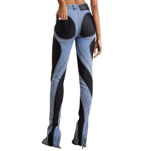 MUGLER jean skinny à design bicolore