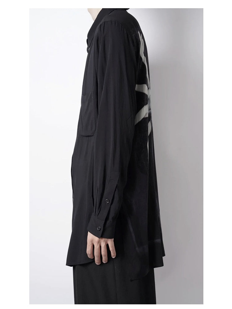 YOHJI YAMAMOTO Superposition de chemises Phantom Ashura style sombre Unisexe Owens tops Chemises noires