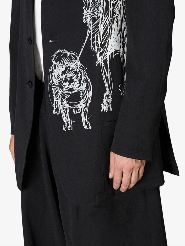 YOHJI YAMAMOTO costume unisexe décontracté Blazer Lead a dog oversize