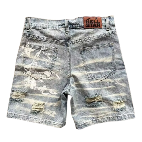 HELLSTAR Trendy Denim shorts avec trous délavés