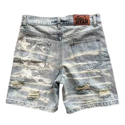 HELLSTAR Trendy Denim shorts avec trous délavés