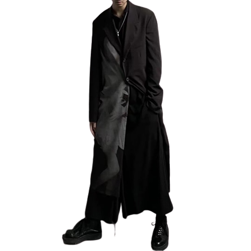 YOHJI YAMAMOTO style foncé simple Coupe-Vent Imprimé Pardessus