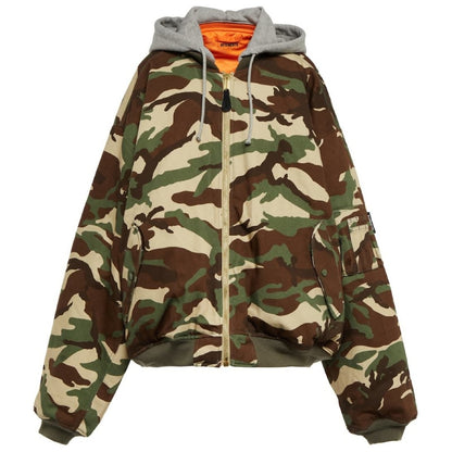 VETEMENTS Bomber Veste Zipper Coton À Capuche Camouflage