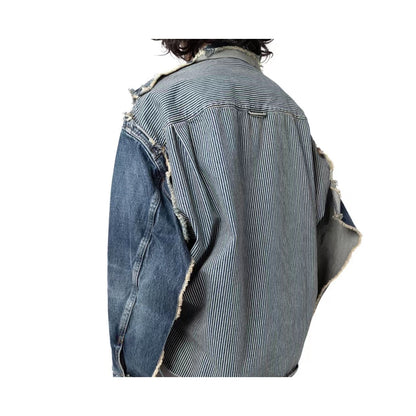 MIHARA YASUHIRO MMY Sanyuan Kangyu Denim Cut Patch Vieux Casual Bleu Lâche