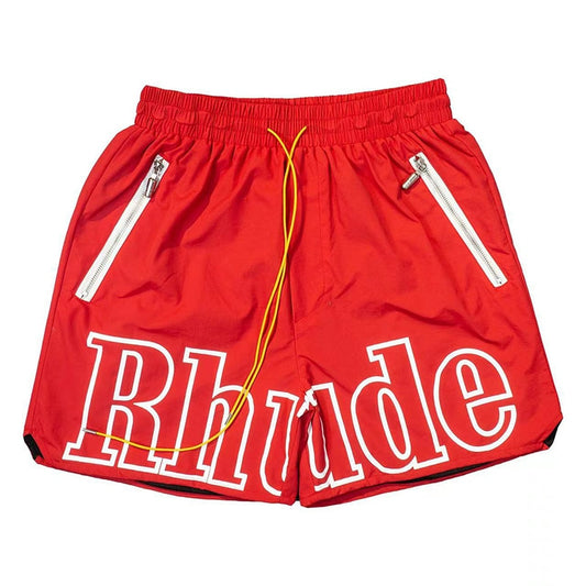 RHUDE Short rouge à logo imprimé