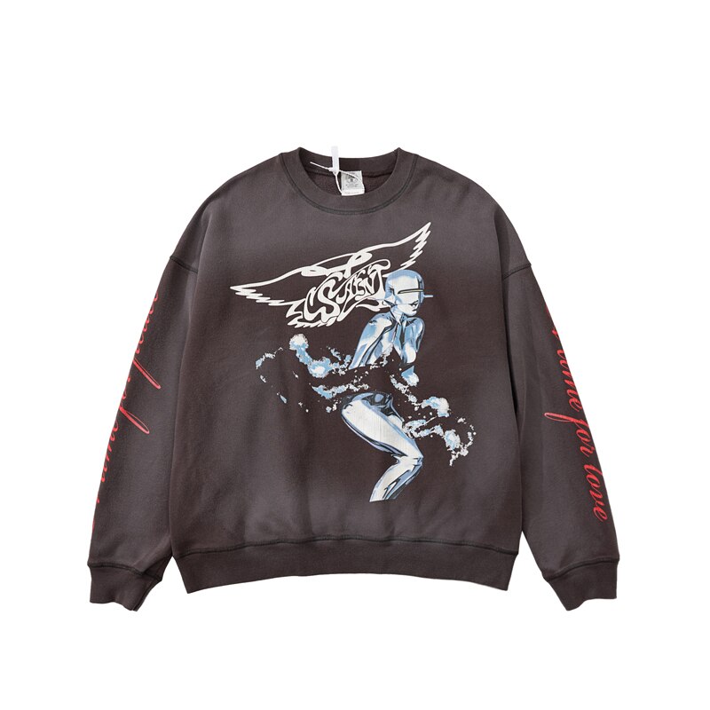 SAINT MICHAEL Sweat Vintage Streetwear À Capuche Surdimensionné Mode Pull Kanye West